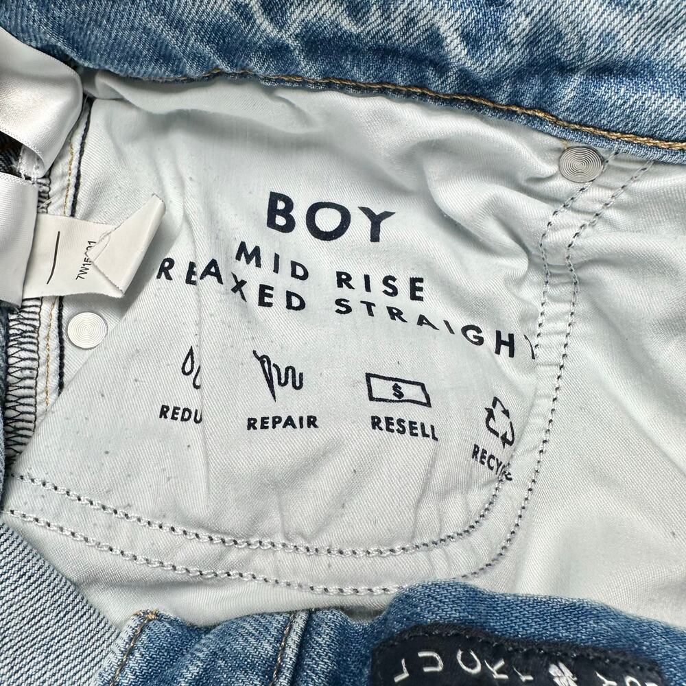 Lucky Brand | Women | Boy Distressed Mid Rise Relaxed Straight Leg Jeans | 30 R - Picture 10 of 16